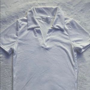 caution to the wind white collared top